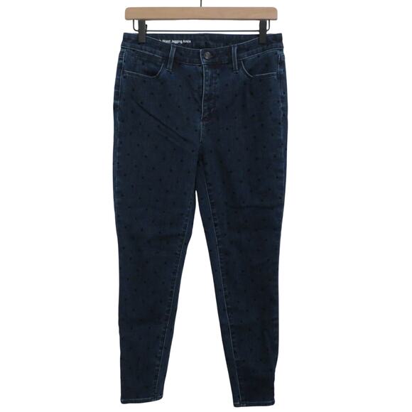 Talbots Womens Sz 8 Blue Black High Waist Jegging Ankle Jeans Polka Dot - Picture 1 of 7